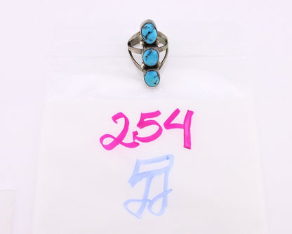 Navajo 3 Stone Ring 925 Silver Turquoise Native American Artist C.80's