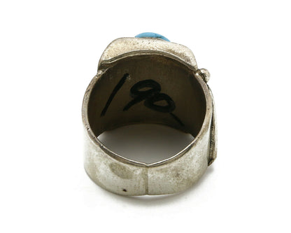 Men's Navajo Ring .925 Silver Natural Kingman Turquoise Handmade C.80's