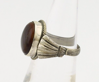 Navajo Handmade Ring 925 Silver Natural High Grade Fire Opal Native Artist C.80s