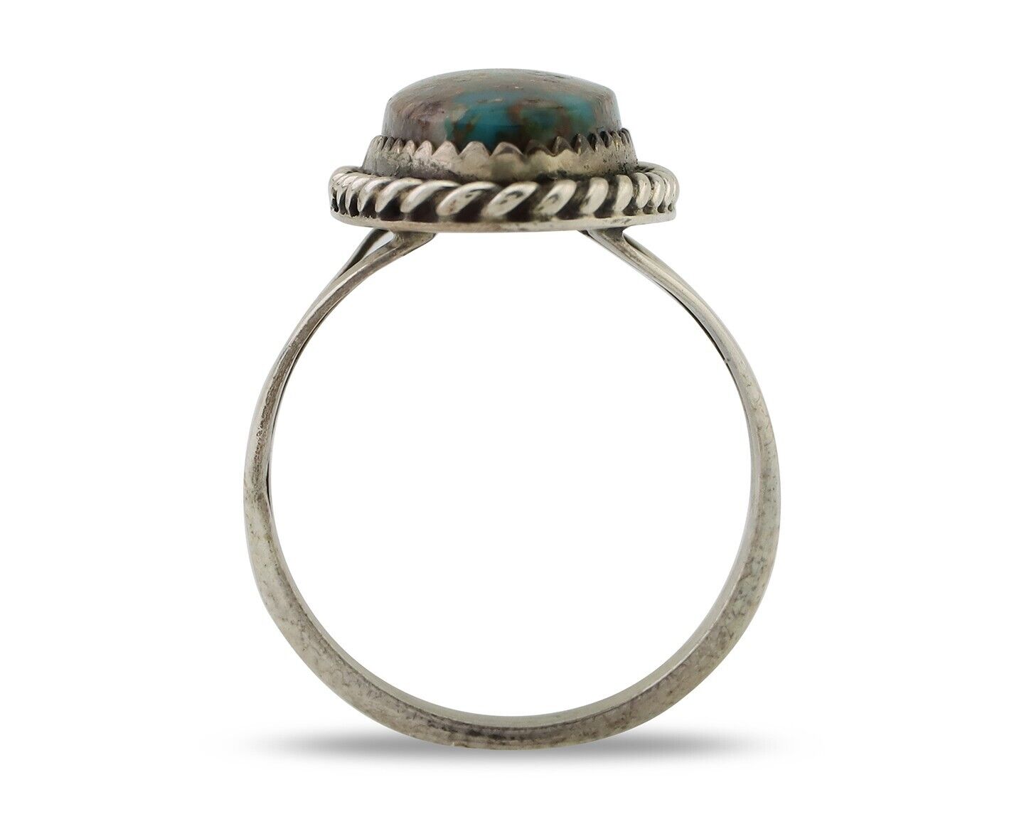 Navajo Ring 925 Silver Natural Turquoise Native American Artist C.80's