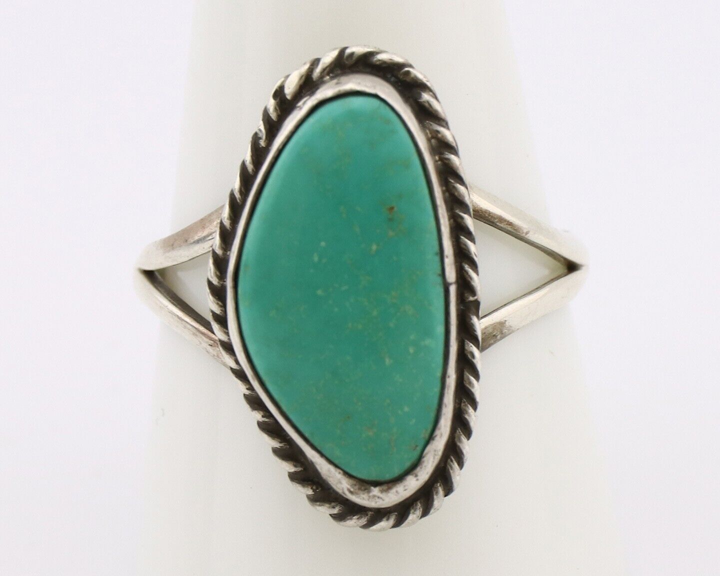 Navajo Ring 925 Silver Natural Turquoise Artist Signed Rabbit Stick C.80's