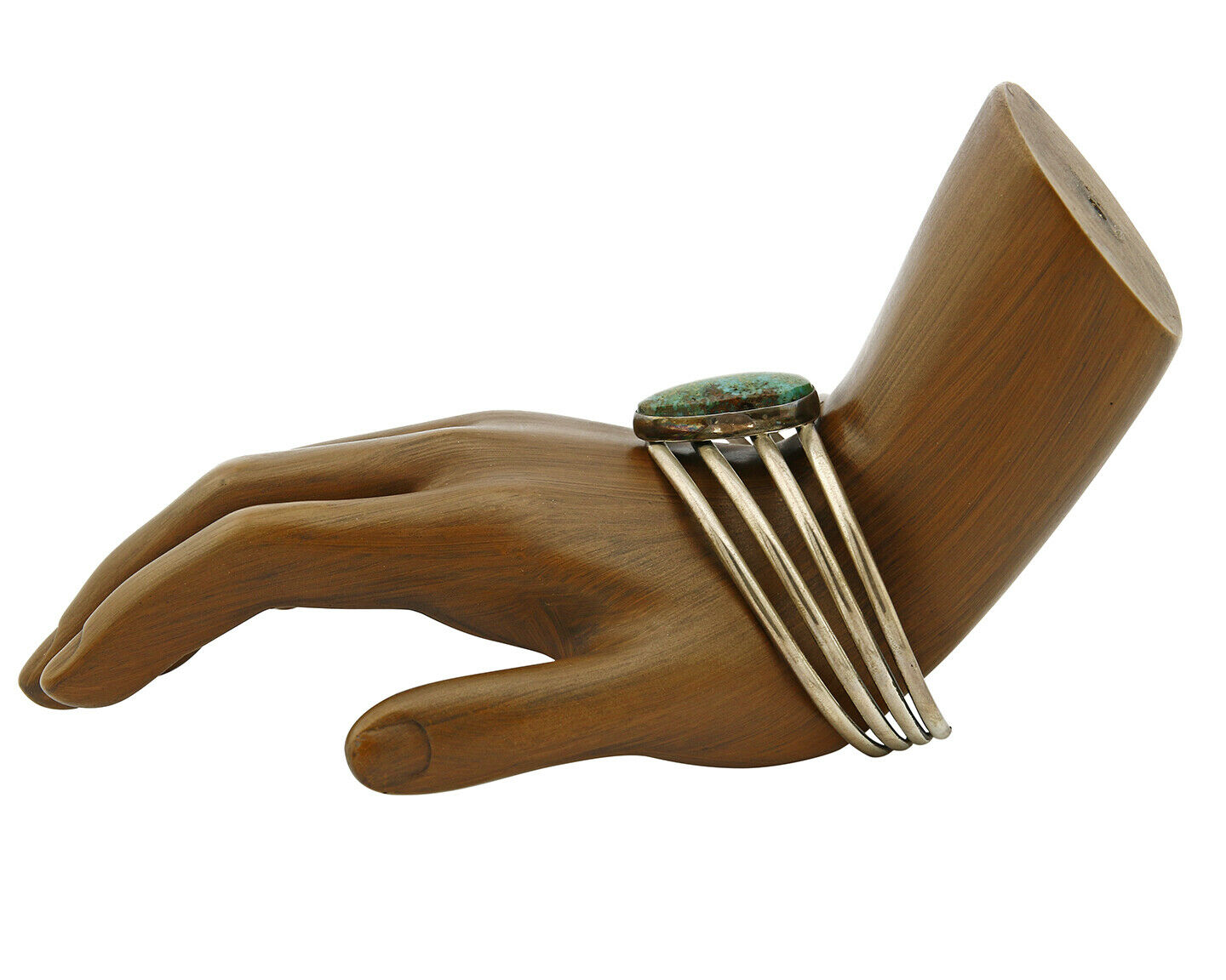 Navajo Handmade 4 Row .925 Silver Natural Turquoise Cuff Bracelet