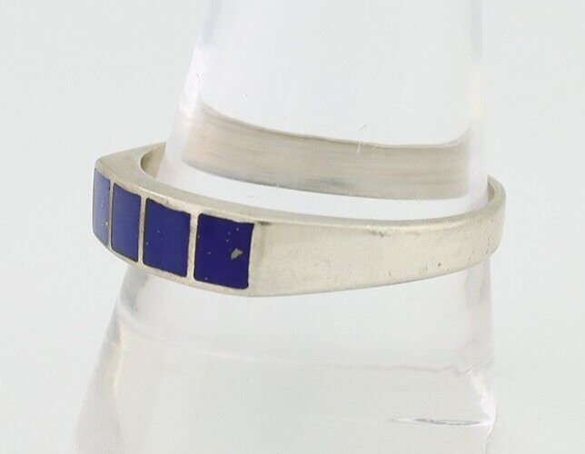 Navajo Handmade Ring 925 Silver Natural Lapis Lazuli Artist Signed SC C.80's
