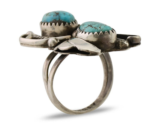 Navajo Handmade Ring 925 Silver Natural Tuquoise Artist Signed R Begay C.80's