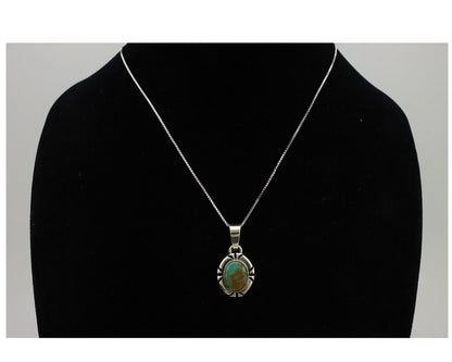 Navajo Necklace 925 Silver Arizona Turquoise Handmade Signed Gecko C.90's