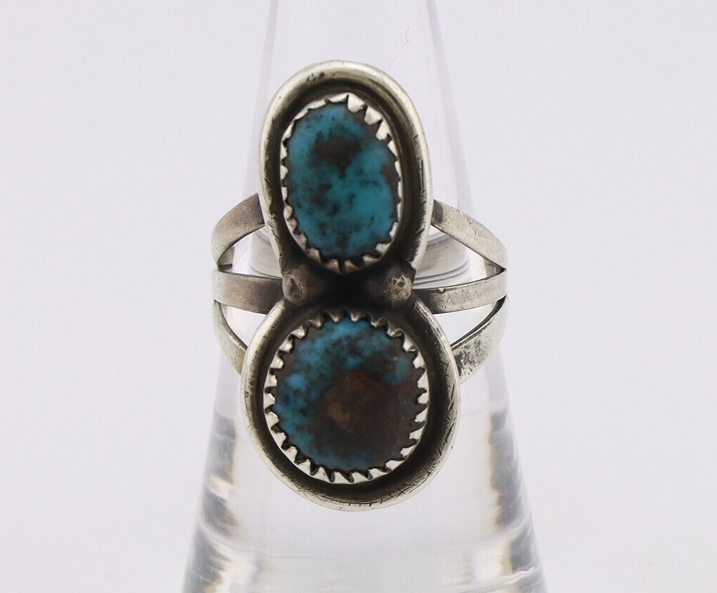 Navajo Ring 925 Silver Natural Blue Turquoise Native American Artist C.80's