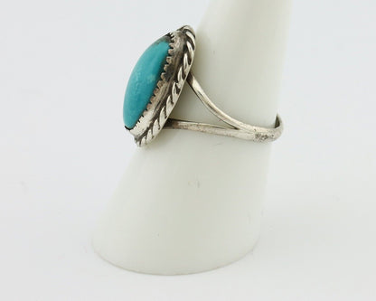 Navajo Ring 925 Silver Kingman Turquoise Native American Artist C.80's