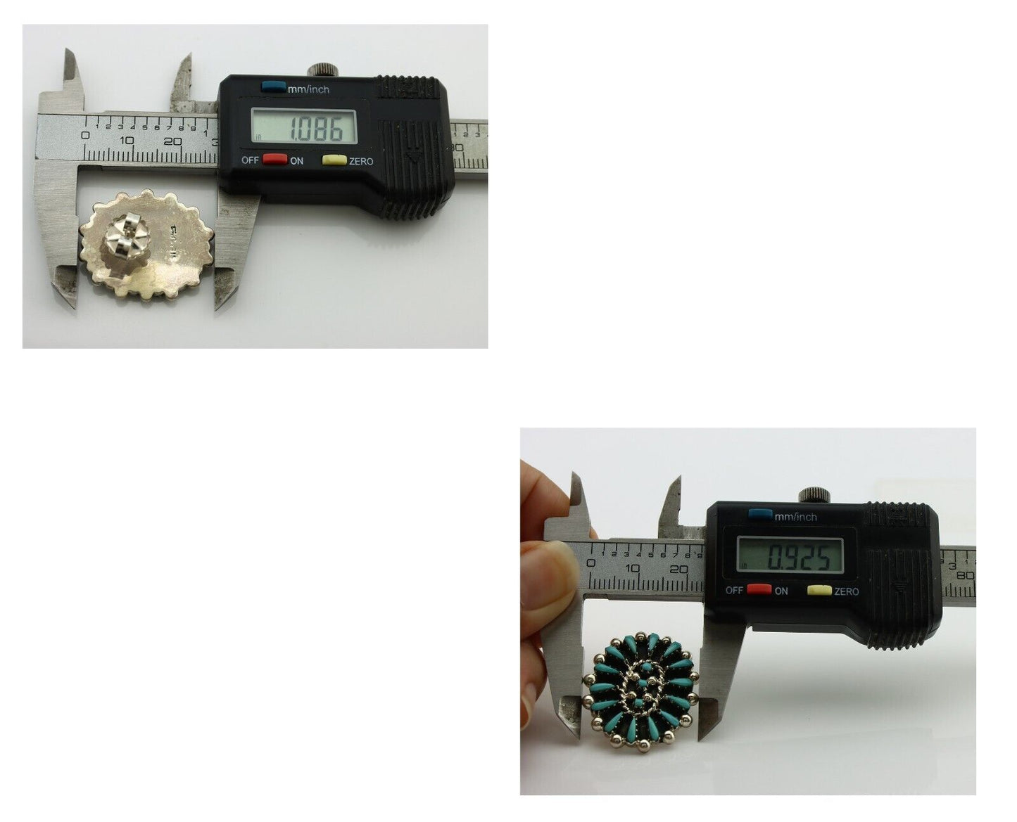 Navajo Earrings 925 Silver Sleeping Beauty Turquoise Signed B Yazzie C.80's