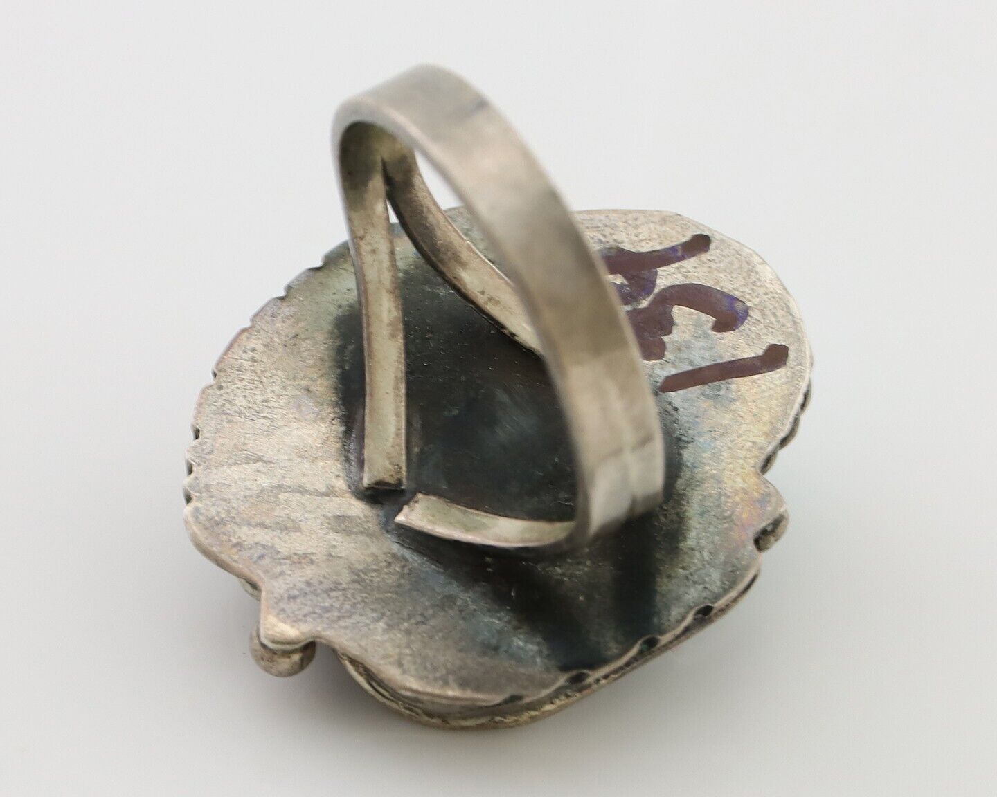Navajo Handmade Ring 925 Silver Blue Turquoise Native American Artist C.80's