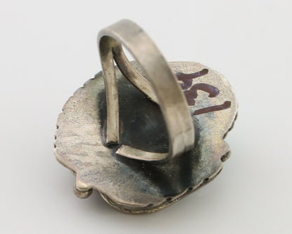 Navajo Handmade Ring 925 Silver Blue Turquoise Native American Artist C.80's