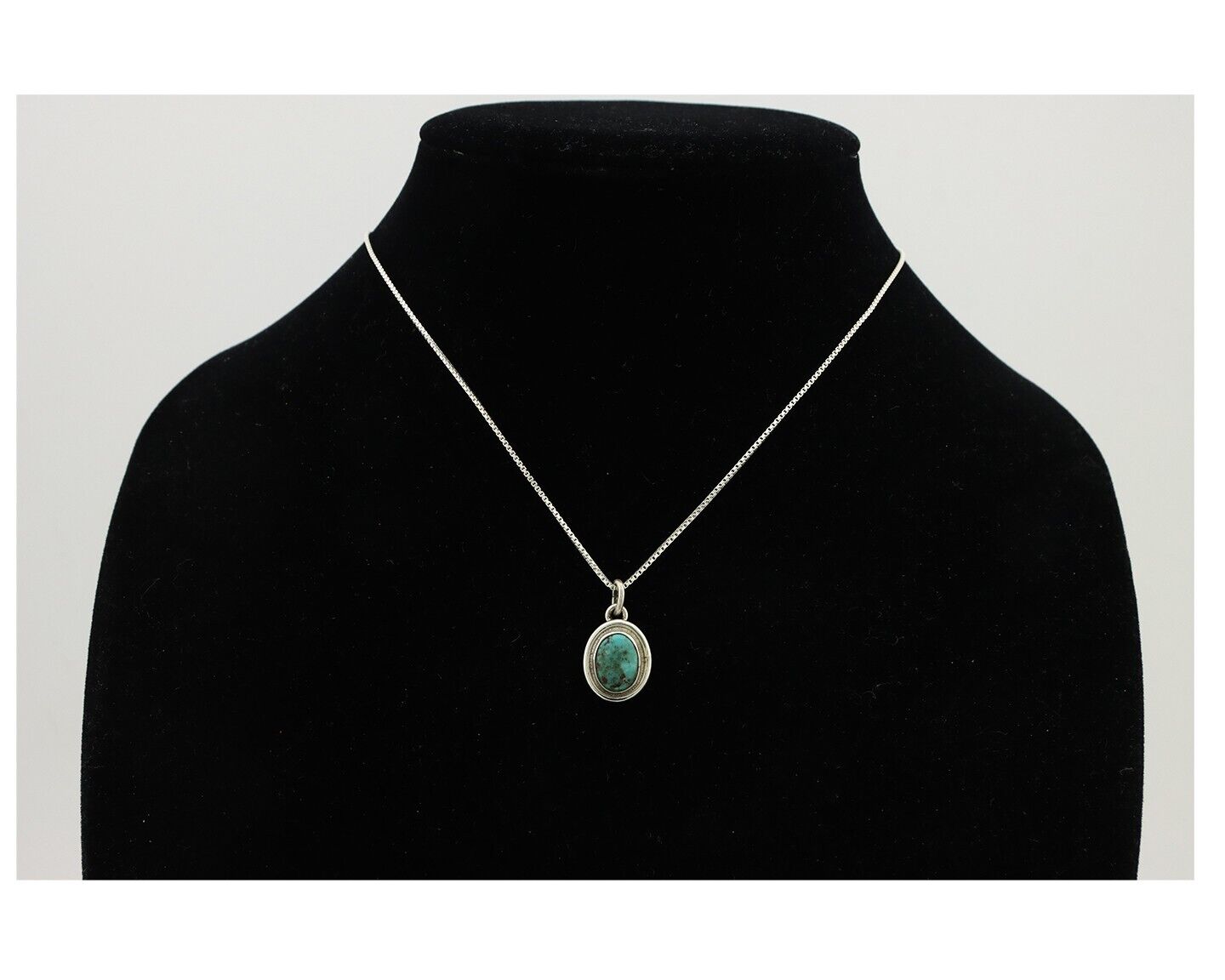 Navajo Necklace 925 Silver Natural Kingman Turquoise Native Artist C.2008