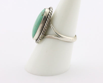 Navajo Ring 925 Silver Natural Kingman Turquoise Signed M Montoya C.80's