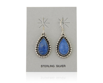 Navajo Earrings 925 Silver Blue Denim Lapis Artist Signed First Eagle C.80's