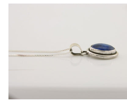 Navajo Pendant 925 Silver Natural Lapis Lazuli Signed Sunrise C.80's