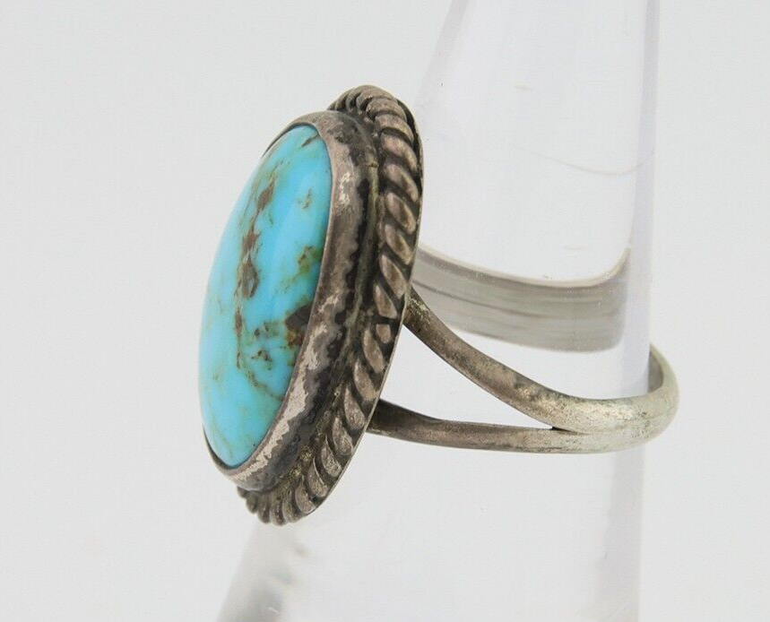 Navajo Handmade Ring 925 Silver Natural Turquoise Native Artist C.80's
