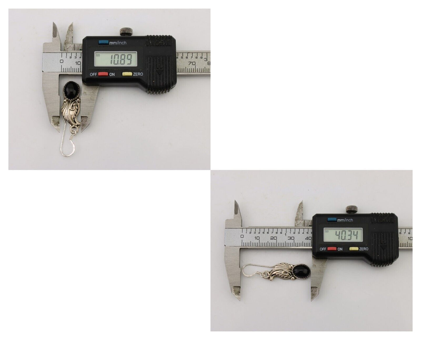 Navajo Dangle Earrings 925 Silver Black Onyx Native American Artist C.80's