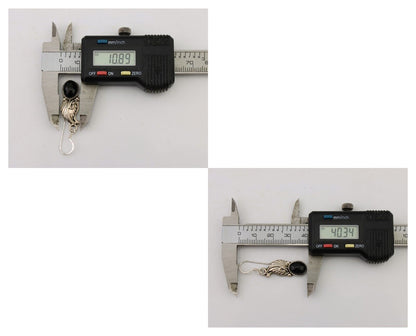 Navajo Dangle Earrings 925 Silver Black Onyx Native American Artist C.80's