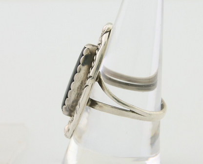 Navajo Ring 925 Silver Black Onyx Artist Signed V & N Edsitty C.80's