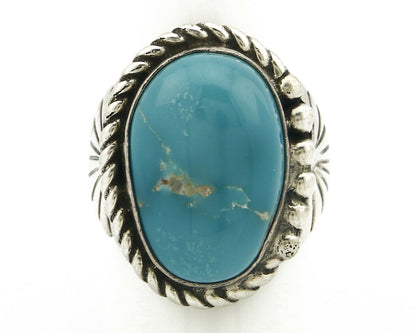 Navajo Ring .925 SOLID Silver Globe Turquoise Signed Doug Zachary C.80's