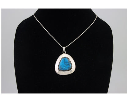Navajo Necklace 925 Silver Natural Blue Turquoise Native American Artist C.80's