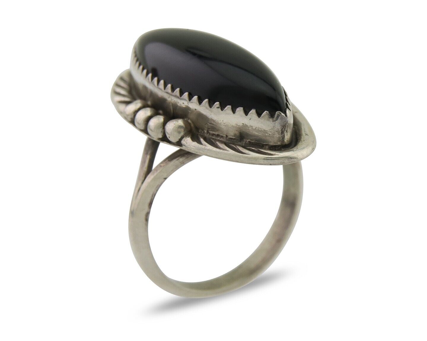 Navajo Handmade Ring 925 Silver Black Onyx Native American Artist C.80's