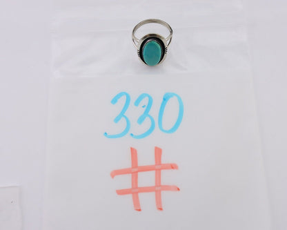 Navajo Hand Stamped Ring 925 Silver Natural Turquoise Native Artist C.80's