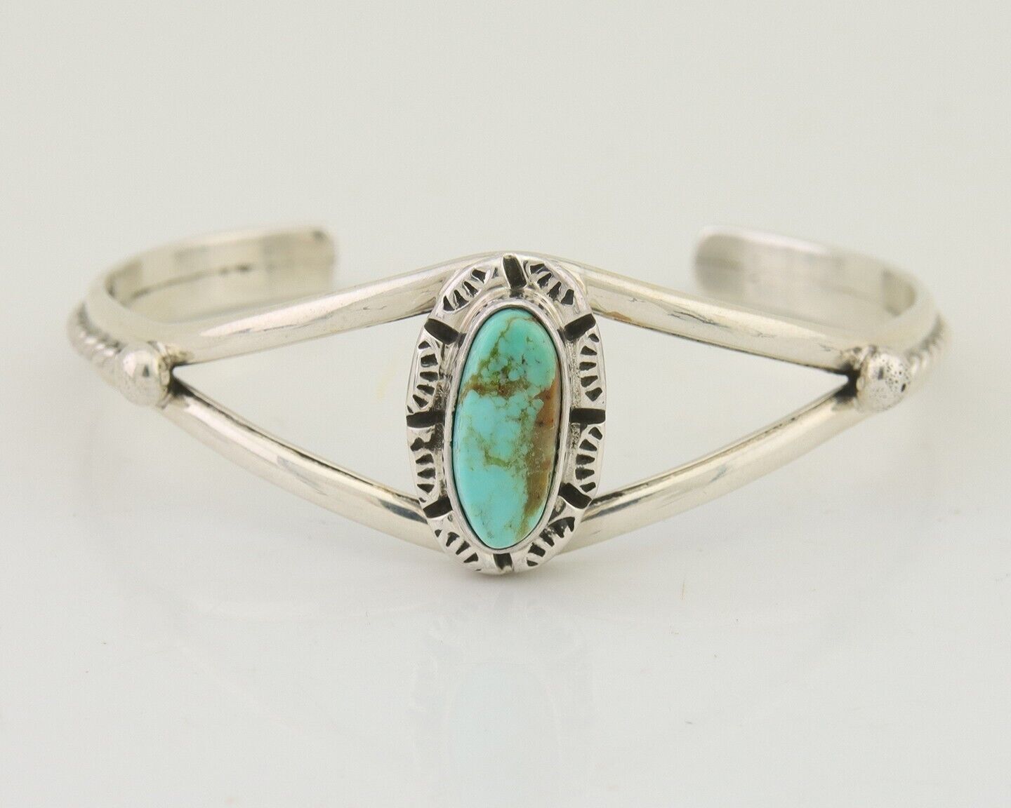 Navajo Bracelet 925 Silver Blue Turquoise Artist Signed Gecko C.80's