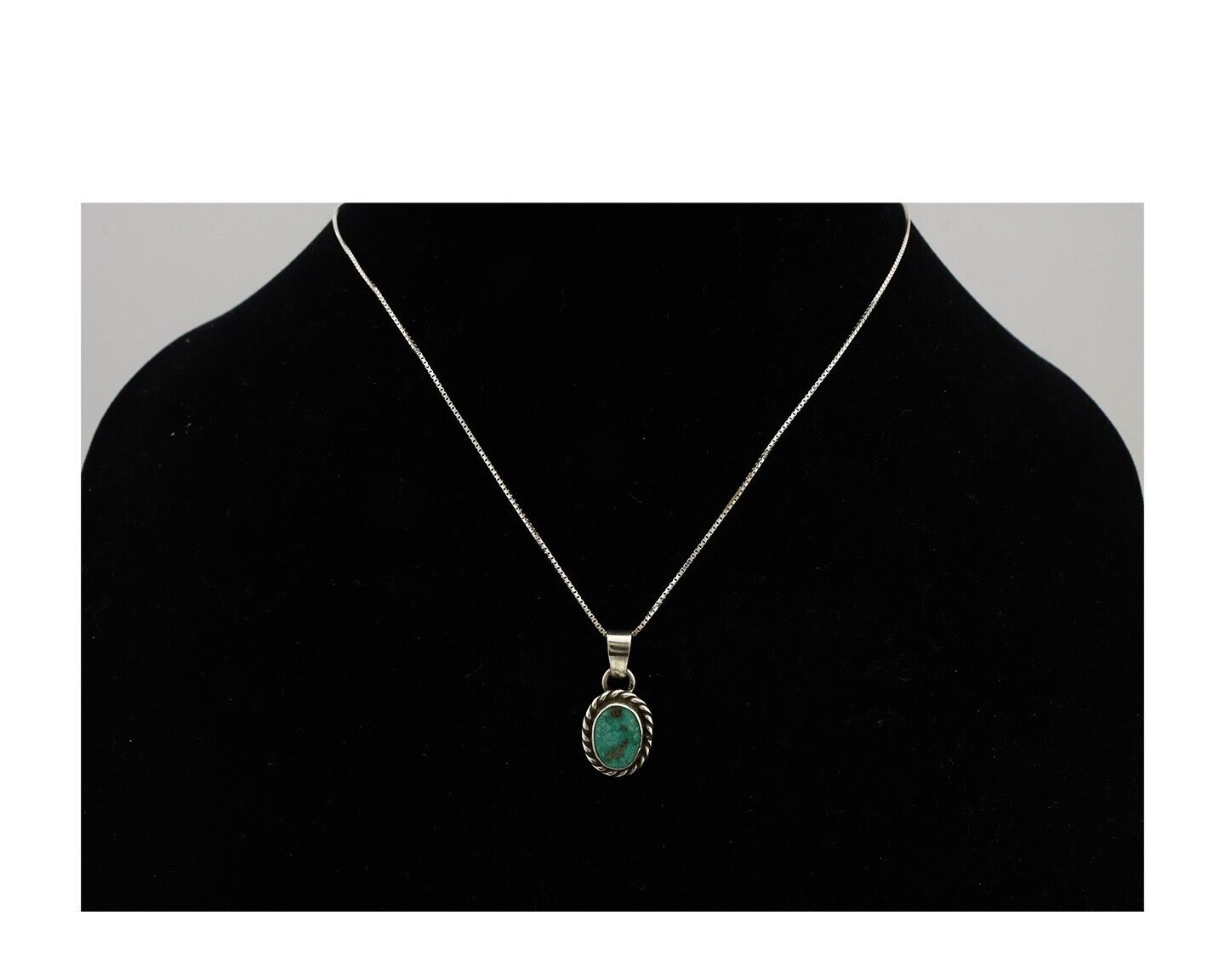 Navajo Necklace 925 Silver Natural Kingman Turquoise Native Artist C.2008