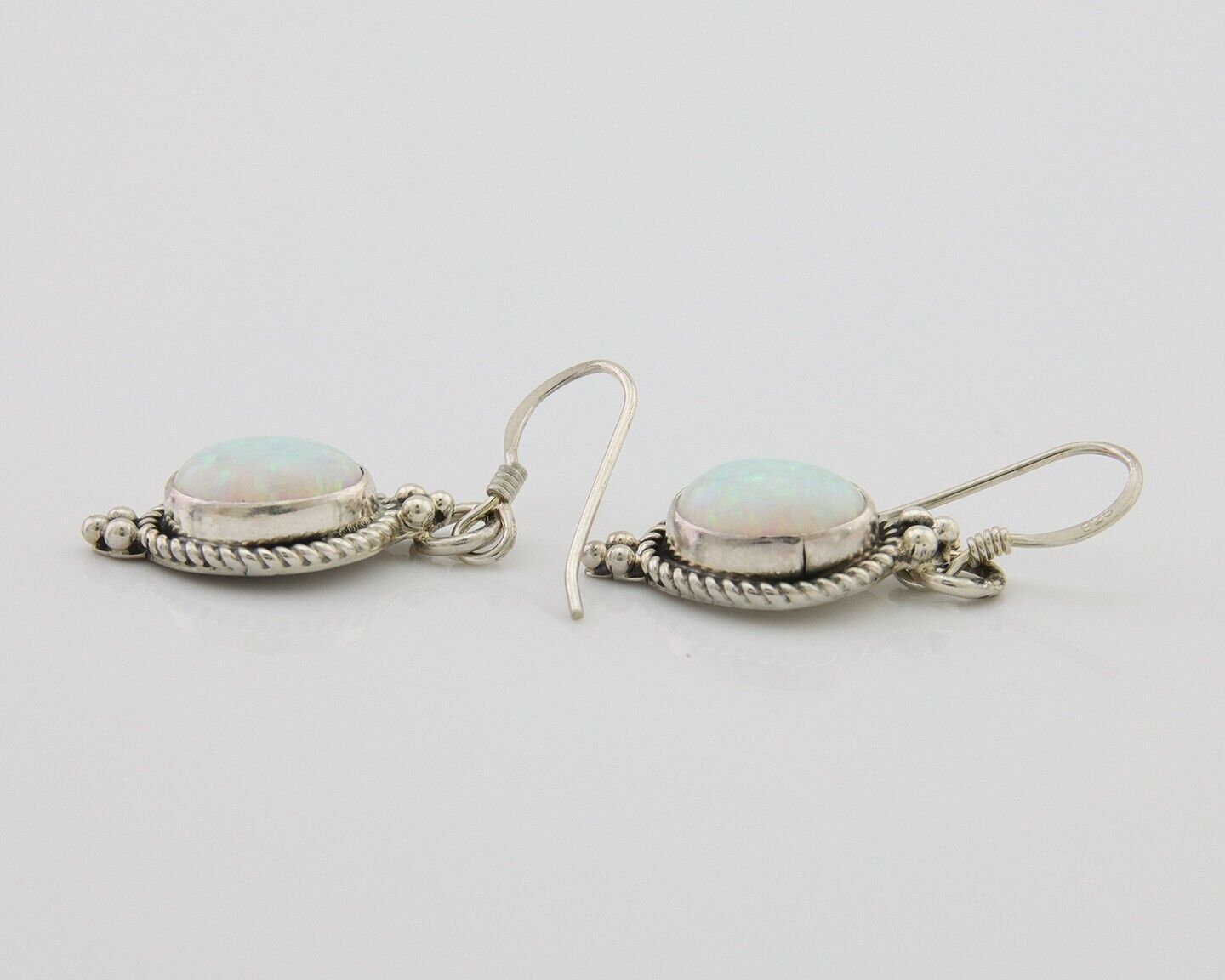 Navajo Dangle Earrings 925 Silver Natural Opal Native Artist C.80's