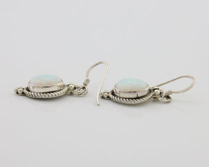 Navajo Dangle Earrings 925 Silver Natural Opal Native Artist C.80's