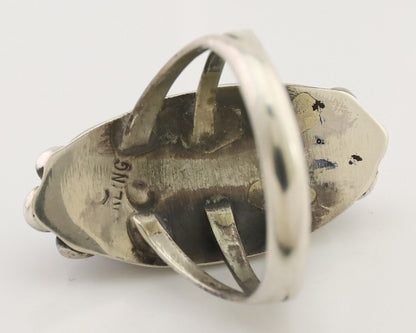 Navajo Ring 925 Silver Sleeping Beauty Turquoise Artist Signed SC C.80's