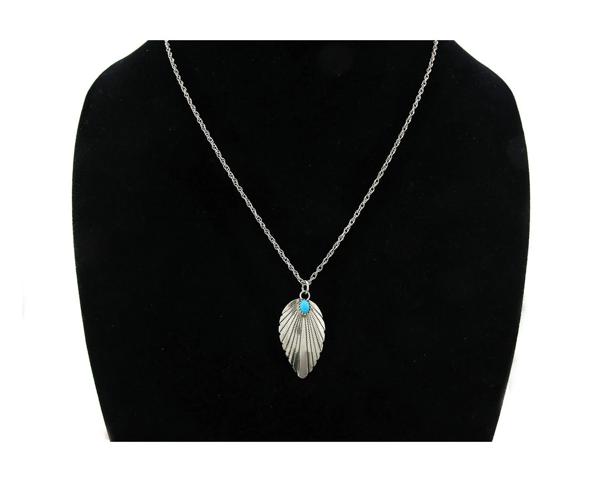 Navajo Necklace 925 Sterling Silver Turquoise Vintage Artist Signed KF