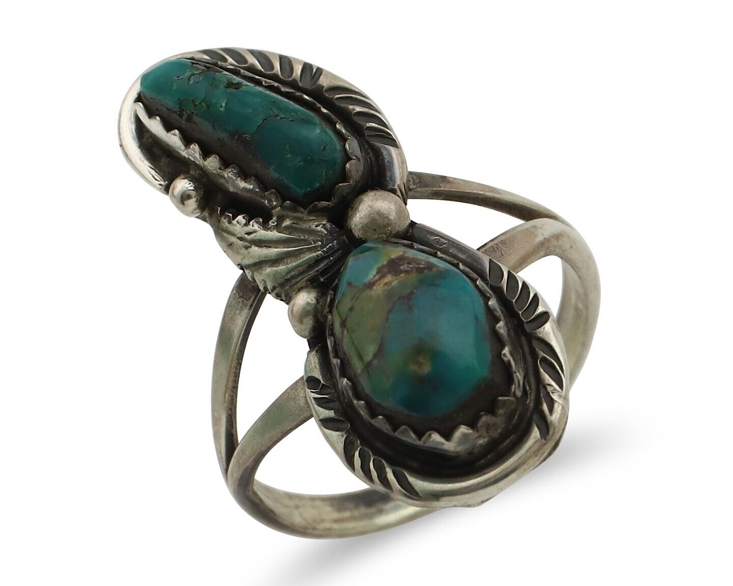 Navajo Ring 925 Silver Natural AAA Blue Turquoise Artist Signed Tom Willeto C80s