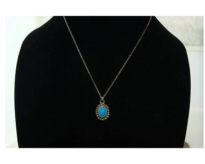Navajo Necklace Sterling Silver Natural Blue Turquoise Handmade Vintage