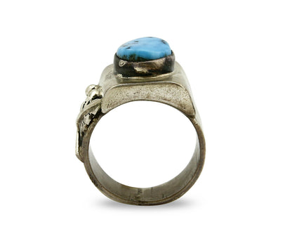 Men's Navajo Ring .925 Silver Natural Kingman Turquoise Handmade C.80's
