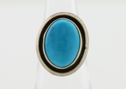 Navajo Handmade Ring 925 Silver Blue Turquoise Native American Artist C.80's