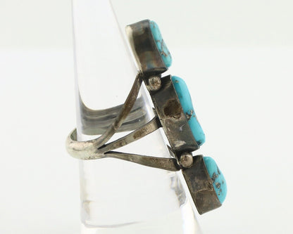Navajo Ring 925 Silver Natural Blue Turquoise Native American Artist C.80's