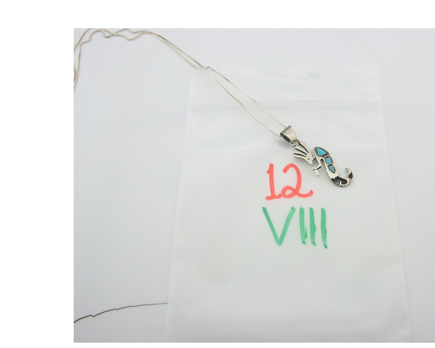 Navajo Kokopelli Necklace Sterling Silver Natural Gemstone Vintage Signed Paw