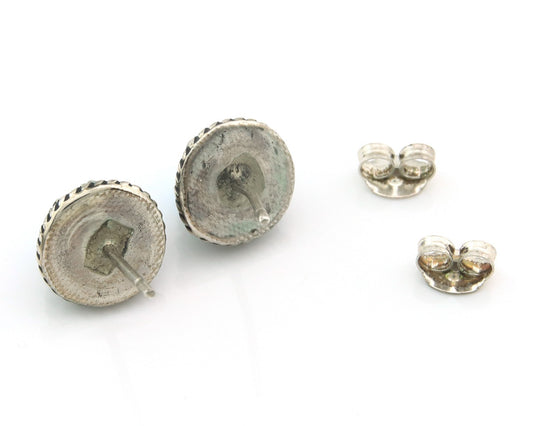 Navajo Earrings Sterling Silver Natural Turquoise Vintage Handmade