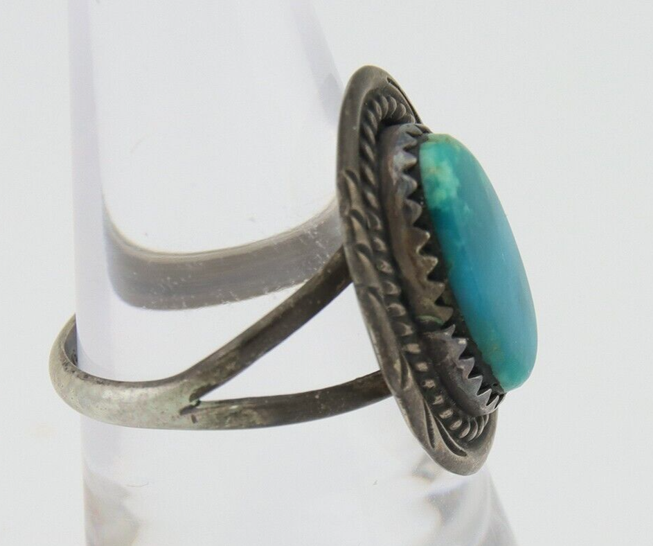 Navajo Handmade Ring 925 Silver Natural Turquoise Native Artist C.80's