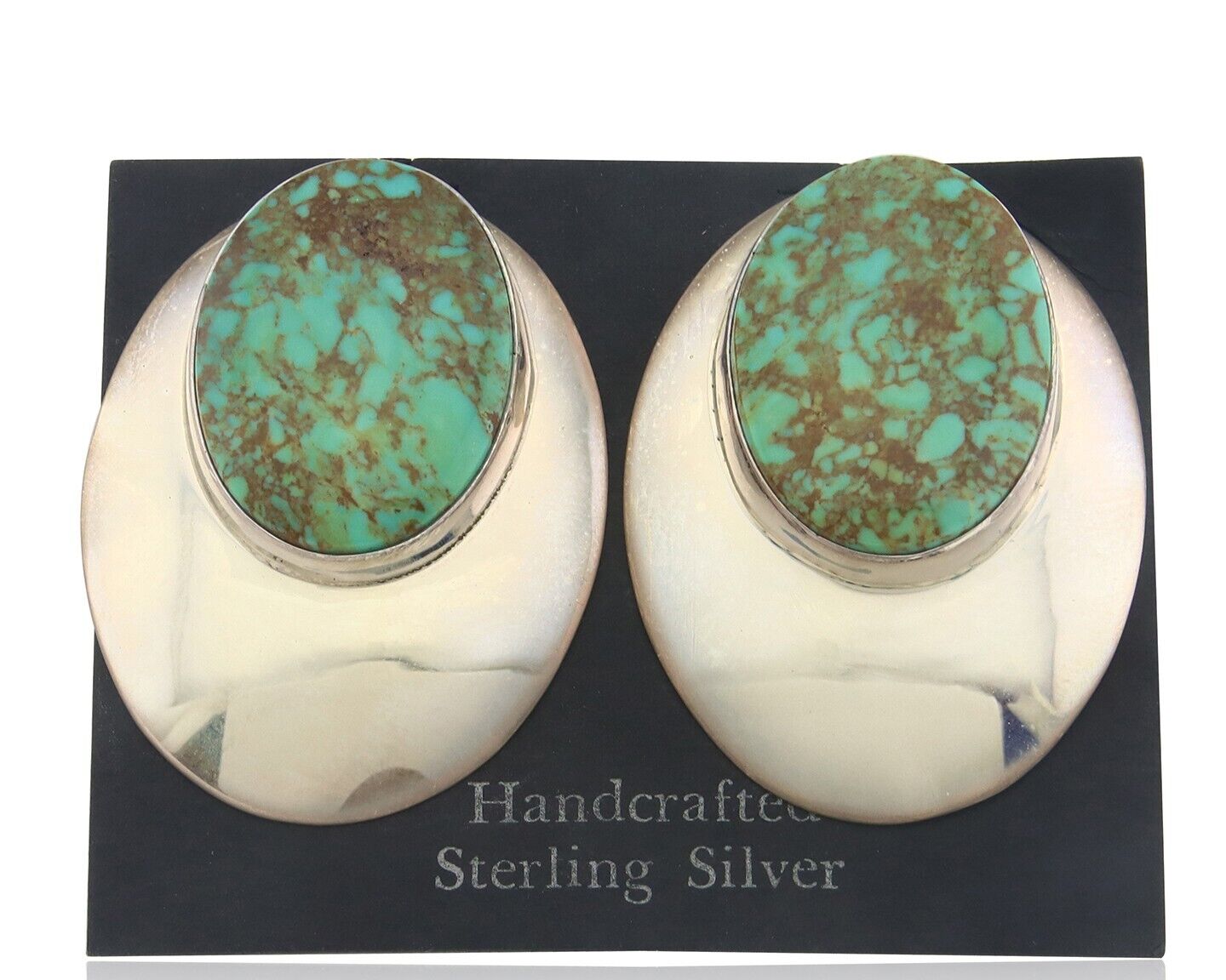 Navajo Earrings 925 Silver Handmade Natural Turquoise Native Artist C.80's