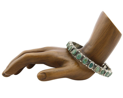 Navajo Bangle Bracelet .925 Silver Natural Royston Turquoise Signed Montoya C80s