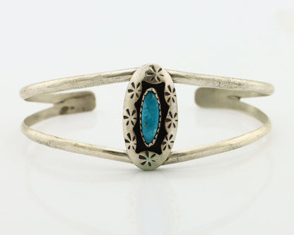 Navajo Bracelet 925 Silver Kingman Turquoise Artist Signed IJC C.80's