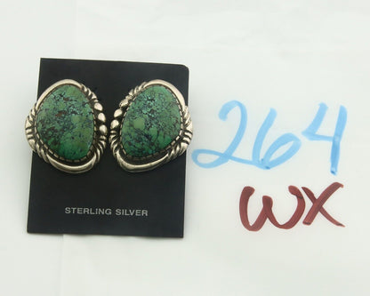 Navajo Earrings 925 Silver Natural Turquoise Artist Signed E Jackson C.80's