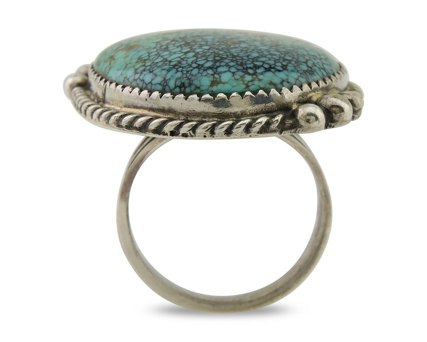 Navajo Handmade Ring 925 Silver Turquoise Native Artist C.80's