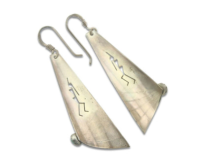Navajo Earrings 925 Silver Kokopelli Natural Turquoise Native Artist C.80's
