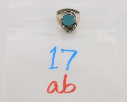 Navajo Ring 925 Silver Sleeping Beauty Turquoise Native American Artist C.80's