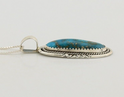 Navajo Necklace 925 Silver Blue Turquoise Artist Signed Anna Begay C.80s