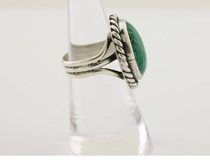 Navajo Ring 925 Silver Natural Malachite Native American Artist C.80's