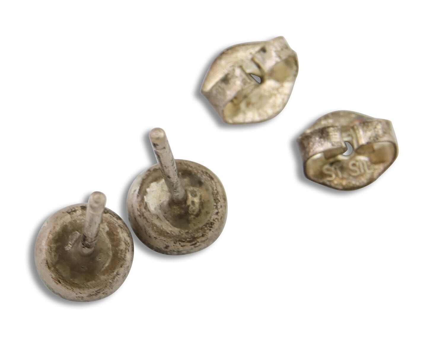 Navajo Earrings 925 Silver Inlaid Natural Onyx & Coral Native Artist C.80's